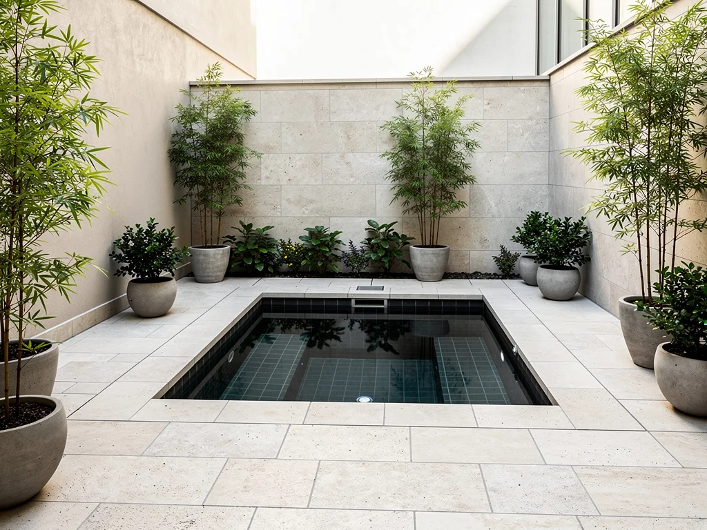 Mini-piscine aménagée dans une cour urbaine close