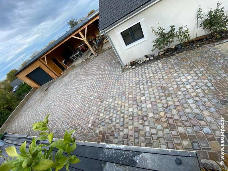 pavés grès d 'Inde joints croisés