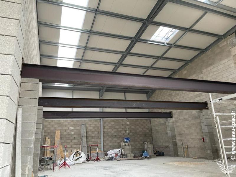 Pose IPE acier pour mise en place d'un plancher